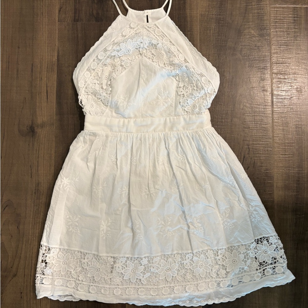 Altard State White Halter Dress Womens Small Crochet Summer Wedding Engagement